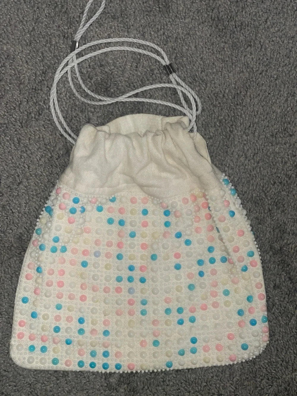 Vintage 60’s pastel bubble bead cosmetic bag